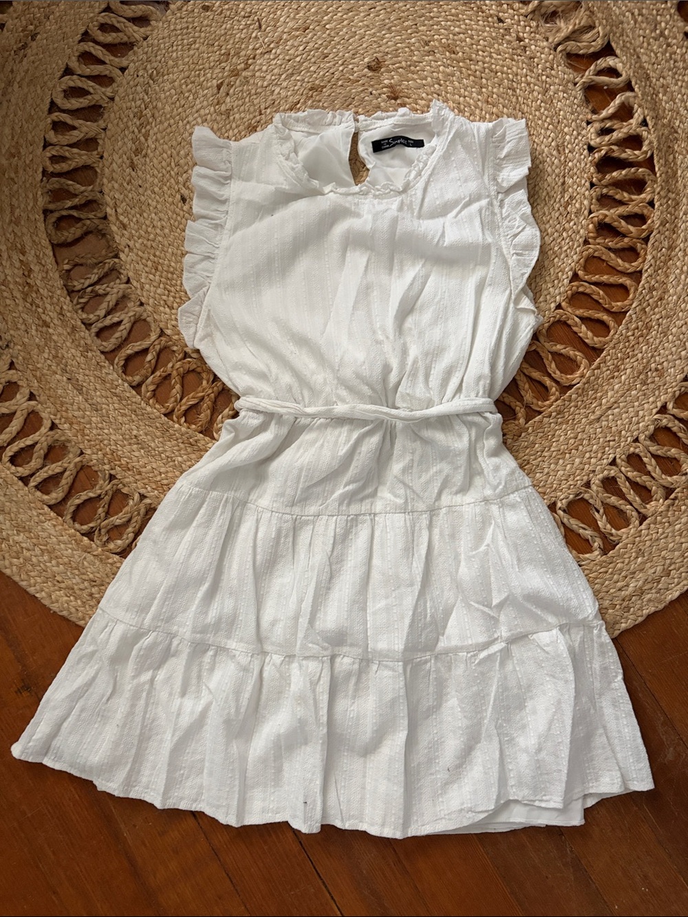 Simple White Ruffle Sleeve Tiered Dress